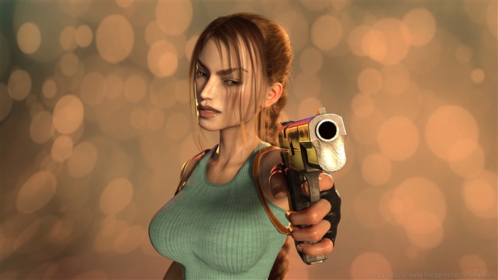 Lara Croft with a pistol