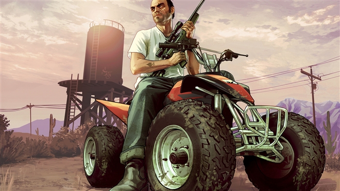 Trevor from Grand Theft Auto V on an ATV