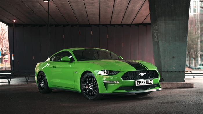 Green 2019 Ford Mustang GT Fastback 4K