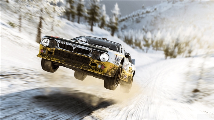 Rally car jumping in snow in The Crew 2 4K