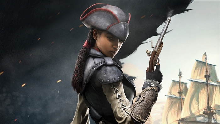 Assassin from Assassin's Creed holding a pistol