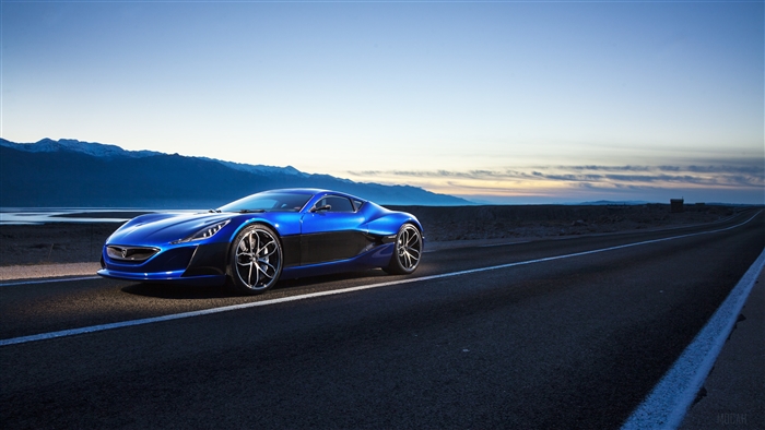 Blue Rimac Concept One Sport Car 4K