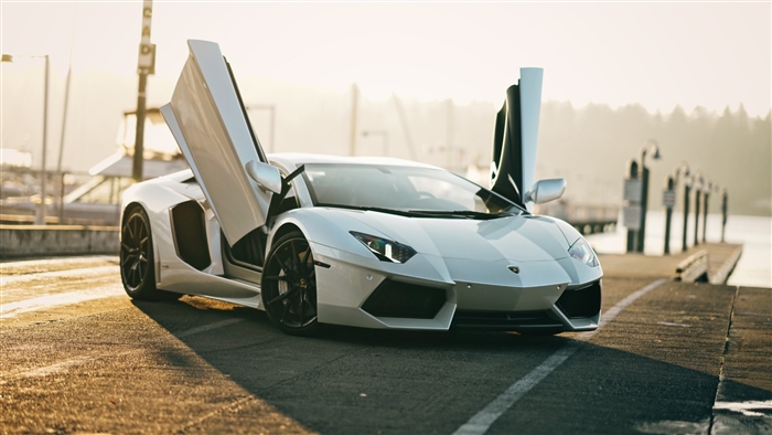 4K White Lamborghini Aventador
