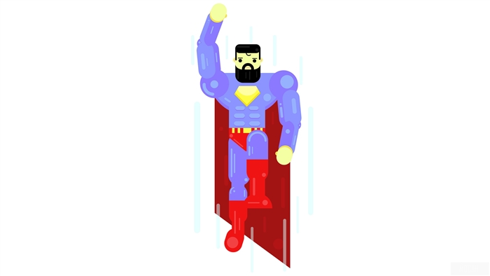 Superman flying with cape