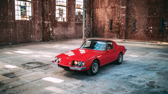 Red Ferrari 3000 Convertible in warehouse 4K