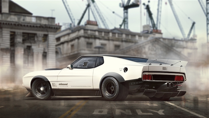 White Ford Mustang Mach 1 4K