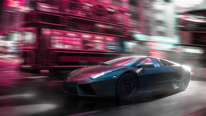 Lamborghini Reventon Speeding Through City 4K