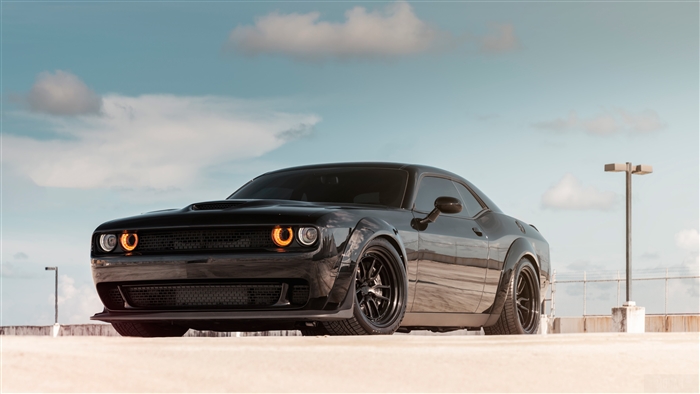 Dodge Challenger SRT with Orange Headlight Rings 4K