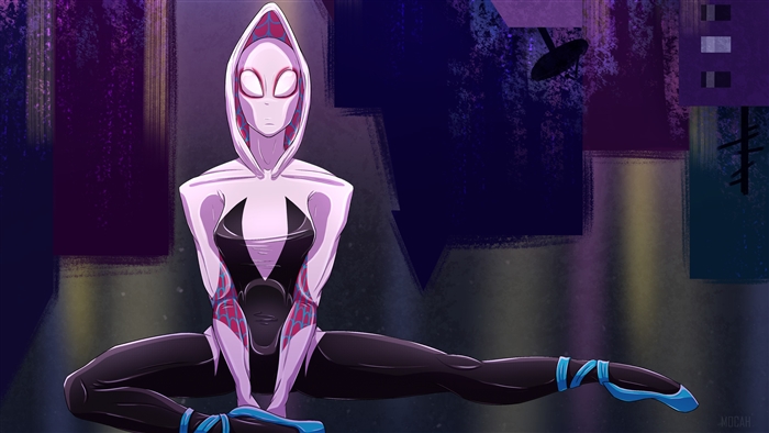 Spider-Gwen in a split pose