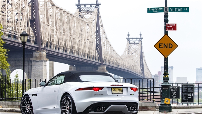 White Jaguar F Type Convertible in New York City