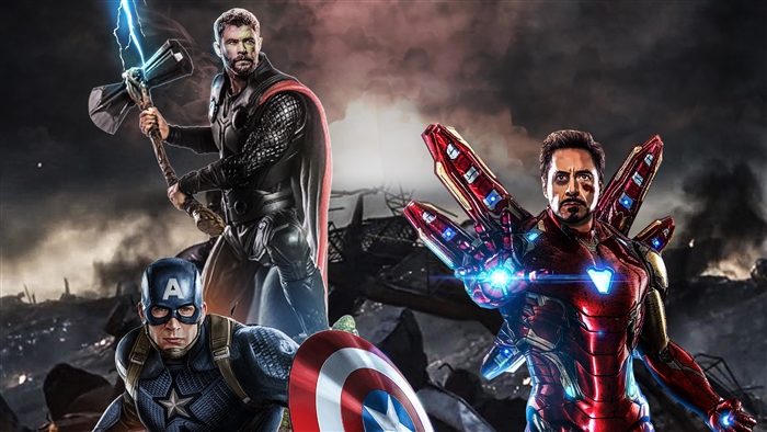 Thor, Iron Man, and Captain America from Avengers Endgame 4K
