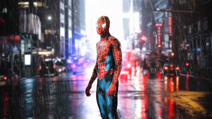 Spider-Man Standing in the Rain 4K