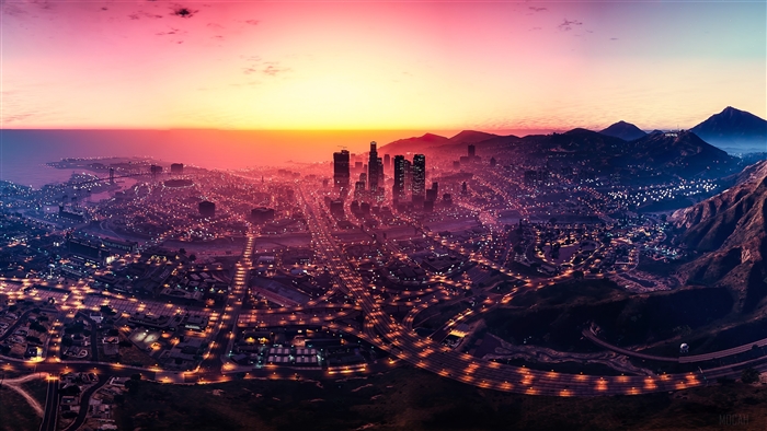 Los Santos City View at Sunset 4K