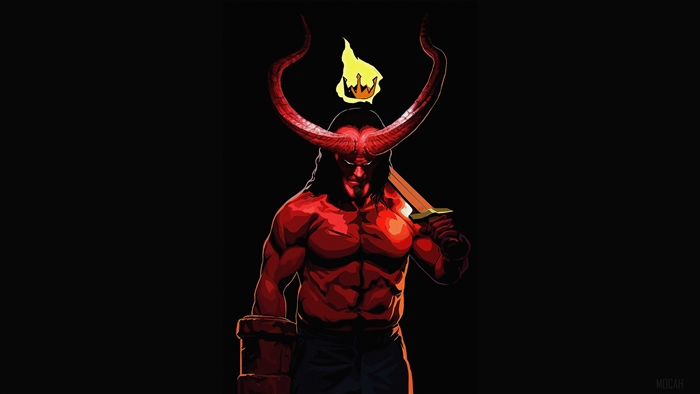 Hellboy with Sword and Crown of Fire 4K