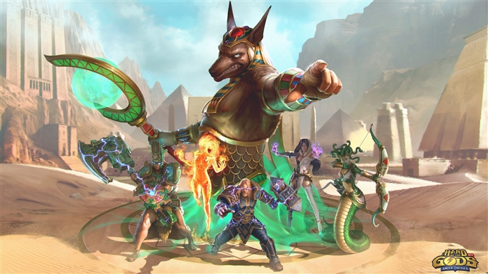 Anubis and warriors from Hand of the Gods: Smite Tactics