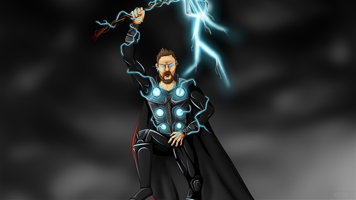 Thor with Mjolnir and Lightning 4K