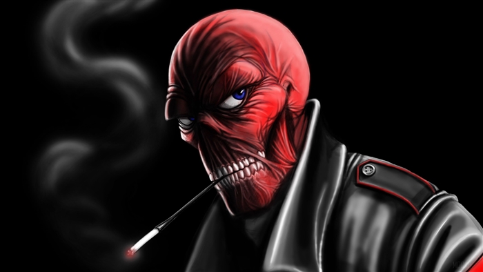 Red Skull smoking a cigarette