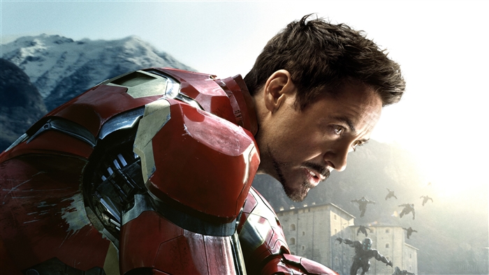 Iron Man in Armor with Drones