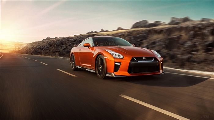 Orange Nissan GTR 4K on a Road