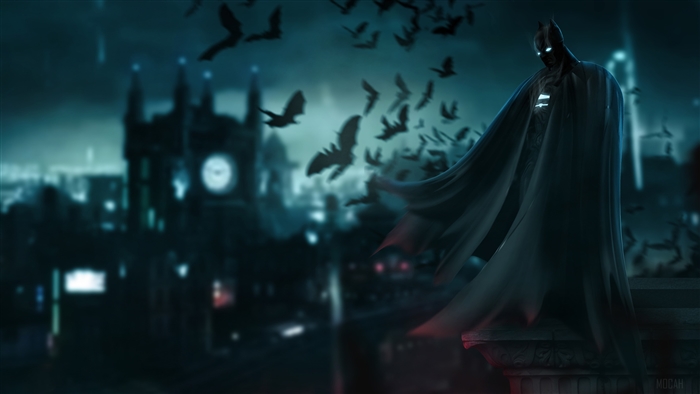 Batman in Gotham City with Bats 4K