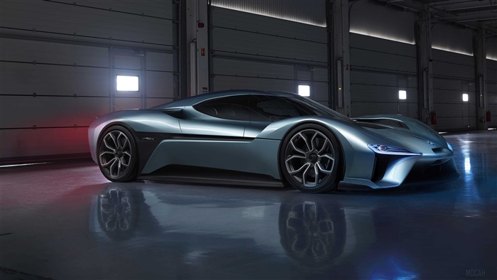 Nio EP9 electric supercar in a garage