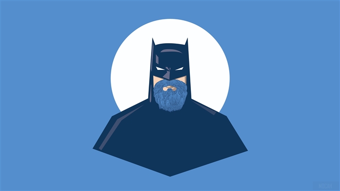 Bearded Batman in front of a white circle