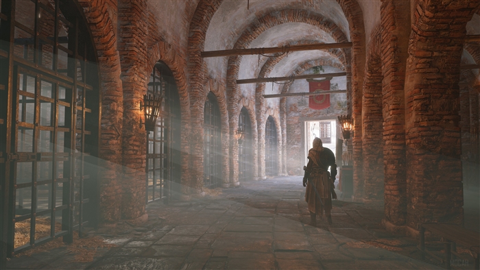 Assassin from Assassin's Creed Origins in a castle dungeon