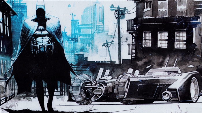 Batman and Batmobile in Gotham City 4K