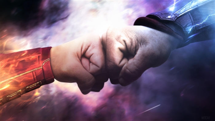 Captain Marvel and Thor Fist Bump 4K