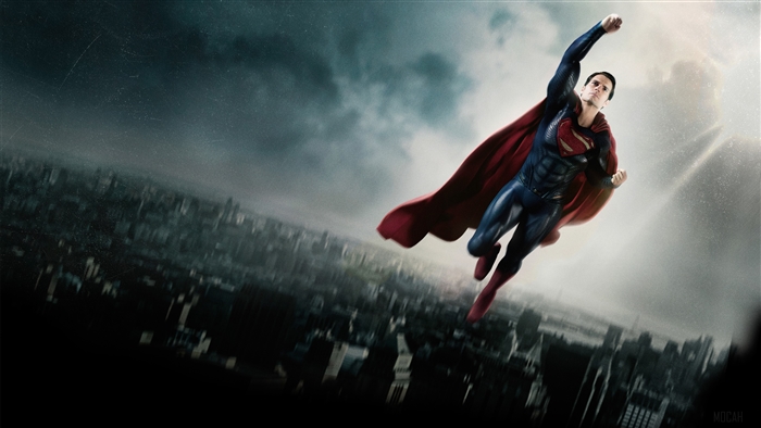 Superman flying over a city 4K