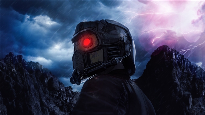 Star Lord from Guardians of the Galaxy in a storm