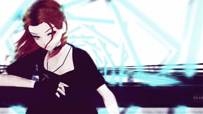 Redhead anime girl with necklace 4K