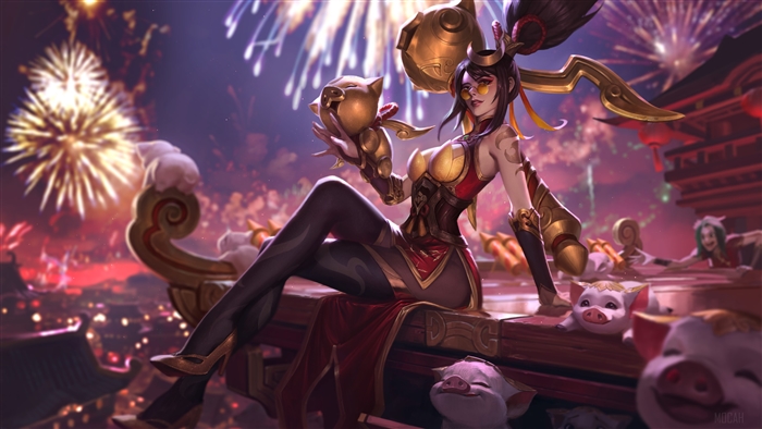 Jinx from League of Legends Lunar New Year Splash Art 4K