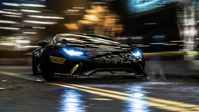 Lamborghini in Motion at Night 4K