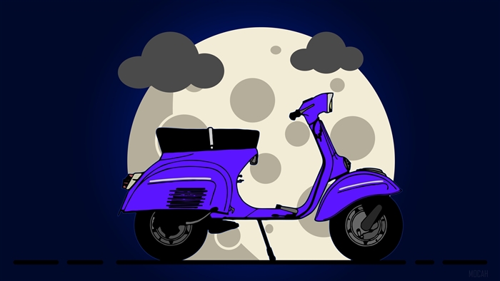 Purple Scooter in front of Moon
