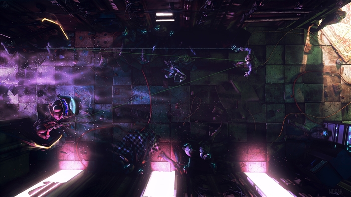 Cyberpunk police officers in a futuristic digital art scene