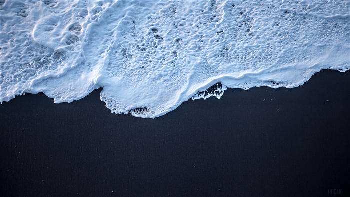 Sea Foam on Black Sand 4K