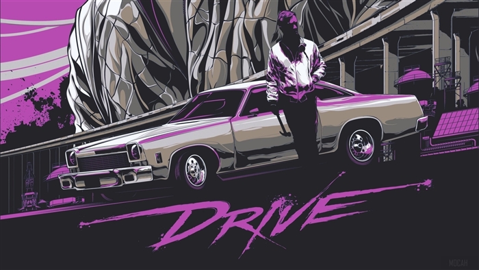 Drive movie poster with car and man