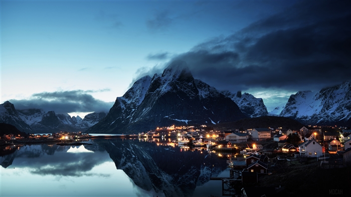Norway Lofoten Mountains Coast Evening 4K
