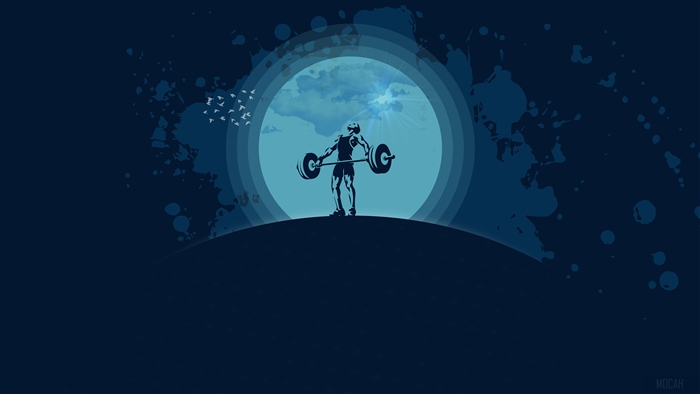 Weightlifter Silhouette Under Moonlight 4K