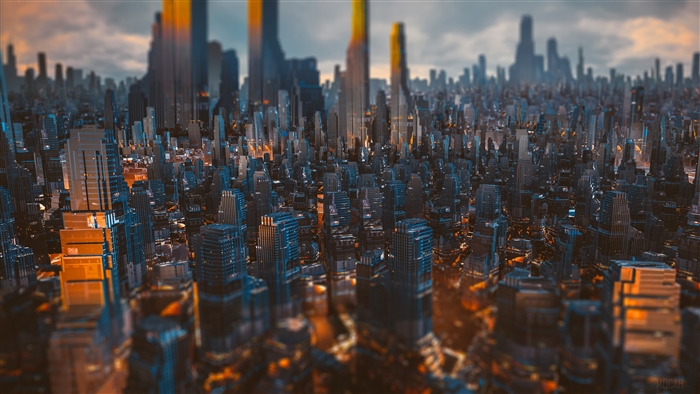 Futuristic Cityscape at Dusk 4K