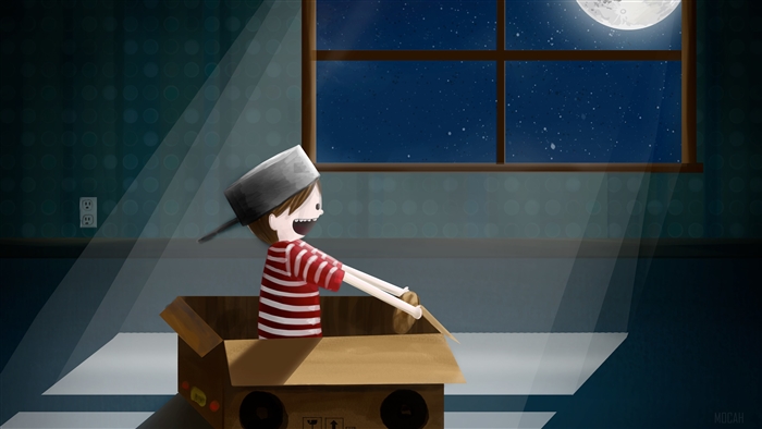 Boy in a boxcar illustration 4K