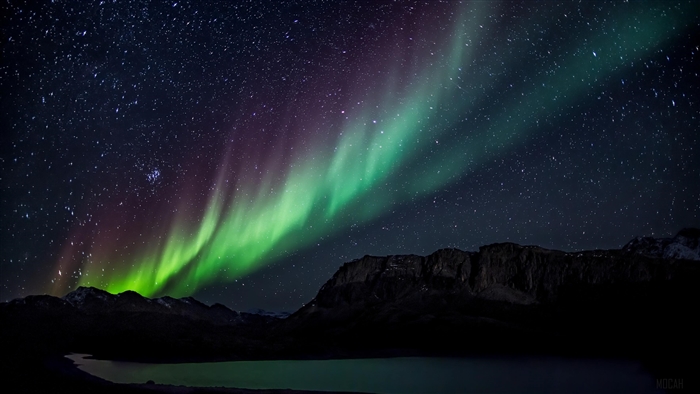 Aurora Borealis over Mountains and Lake 4K