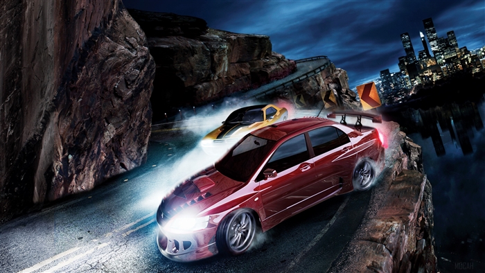 Need for Speed Carbon 4K cars racing at night