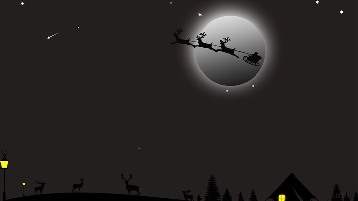 Santa Claus riding reindeer in the night sky 4K