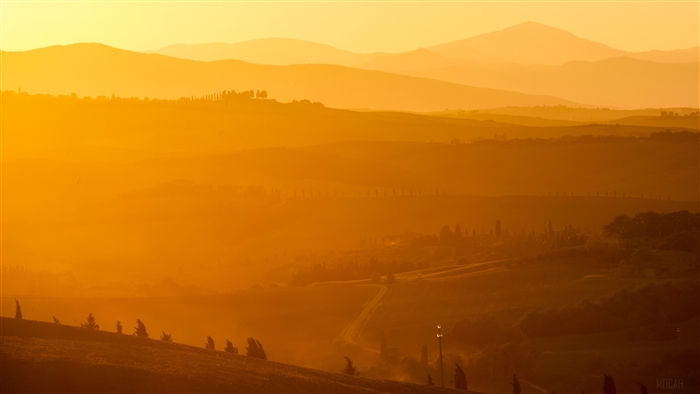 Misty Mountain Landscape at Sunset 4K