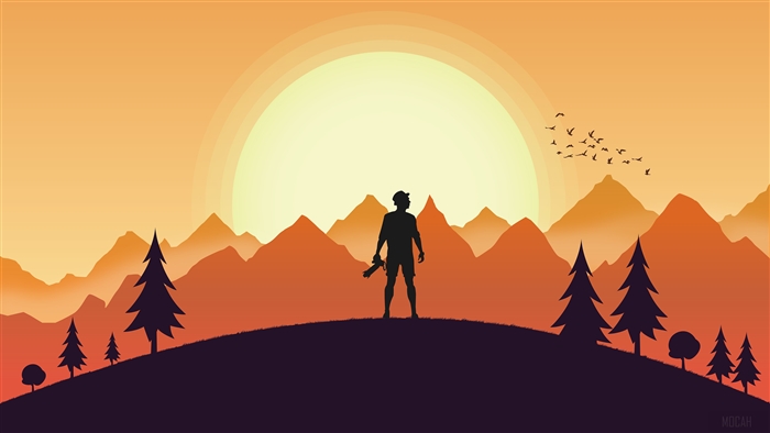 Photographer Silhouette Against Sunset Mountains 4K