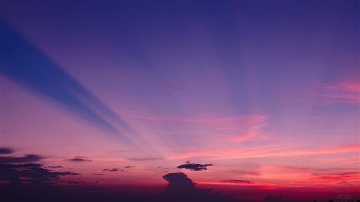 Purple Sky with Sun Rays Over City 4K