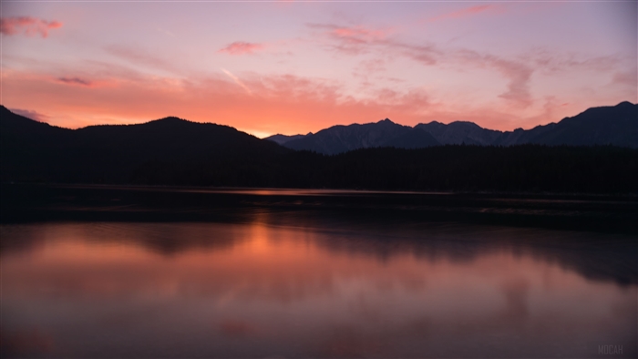 Mountain Lake Reflection at Sunset 4K