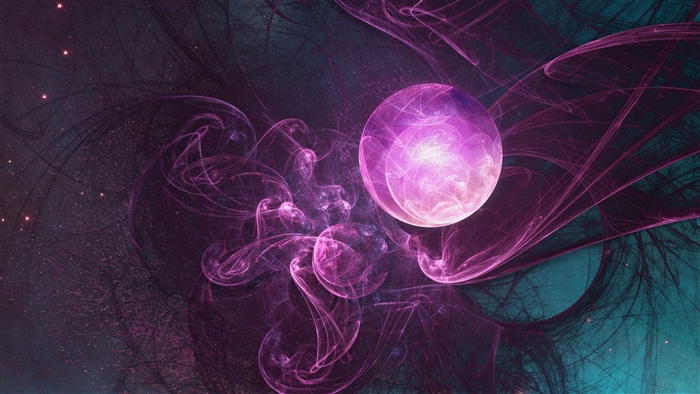 Abstract Fractal Nebula with Glowing Orb and Stars 4K